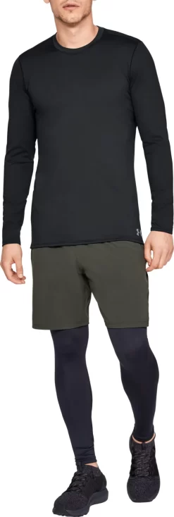 Under Armour Men's ColdGear Fitted Crew Long Sleeve Shirt -Ball Games Comprehensive Shop 1332491 001 BlackSteel MODDET