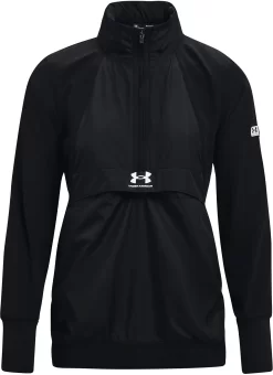 Under Armour Women's Accelerate Off-Pitch Anorak Jacket -Ball Games Comprehensive Shop 1370541 001 Black FRT