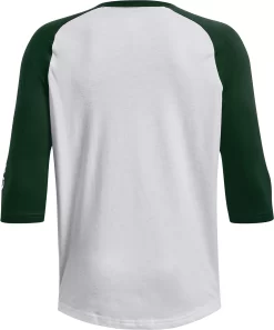Under Armour Youth Classic 3/4 Sleeve Baseball Shirt -Ball Games Comprehensive Shop 1375661 301 WhiteForestGreen BCK