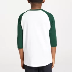 Under Armour Youth Classic 3/4 Sleeve Baseball Shirt -Ball Games Comprehensive Shop 1375661 301 WhiteForestGreen MODBCK
