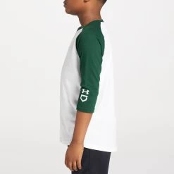 Under Armour Youth Classic 3/4 Sleeve Baseball Shirt -Ball Games Comprehensive Shop 1375661 301 WhiteForestGreen MODSDE