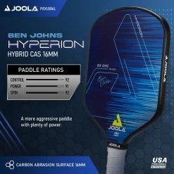 JOOLA Ben John's Hyperion CAS 16 Mm Pro Pickleball Paddle -Ball Games Comprehensive Shop 18500J Blue TEC