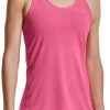 Under Armour Women's HeatGear Racer Tank Top -Ball Games Comprehensive Shop 18UARWHGRMRRCRTNKAPT Pink Punk Metallic Silver