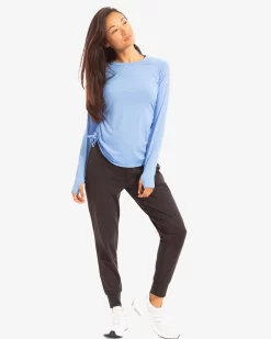 BloqUV Women's Drawstring Sun Protective UPF 50 Long Sleeve Shirt -Ball Games Comprehensive Shop 2006I Indigo MODSTL