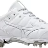 Mizuno Women's 9-Spike Swift 7 Metal Fastpitch Softball Cleats -Ball Games Comprehensive Shop 21MIZW9SPKSWFT7WHCLT White