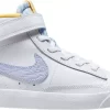 Nike Kids' Preschool Blazer Mid '77 Basketball Shoes -Ball Games Comprehensive Shop 21NIKYBLZRWHTBLKBBYSA Beige White Purple