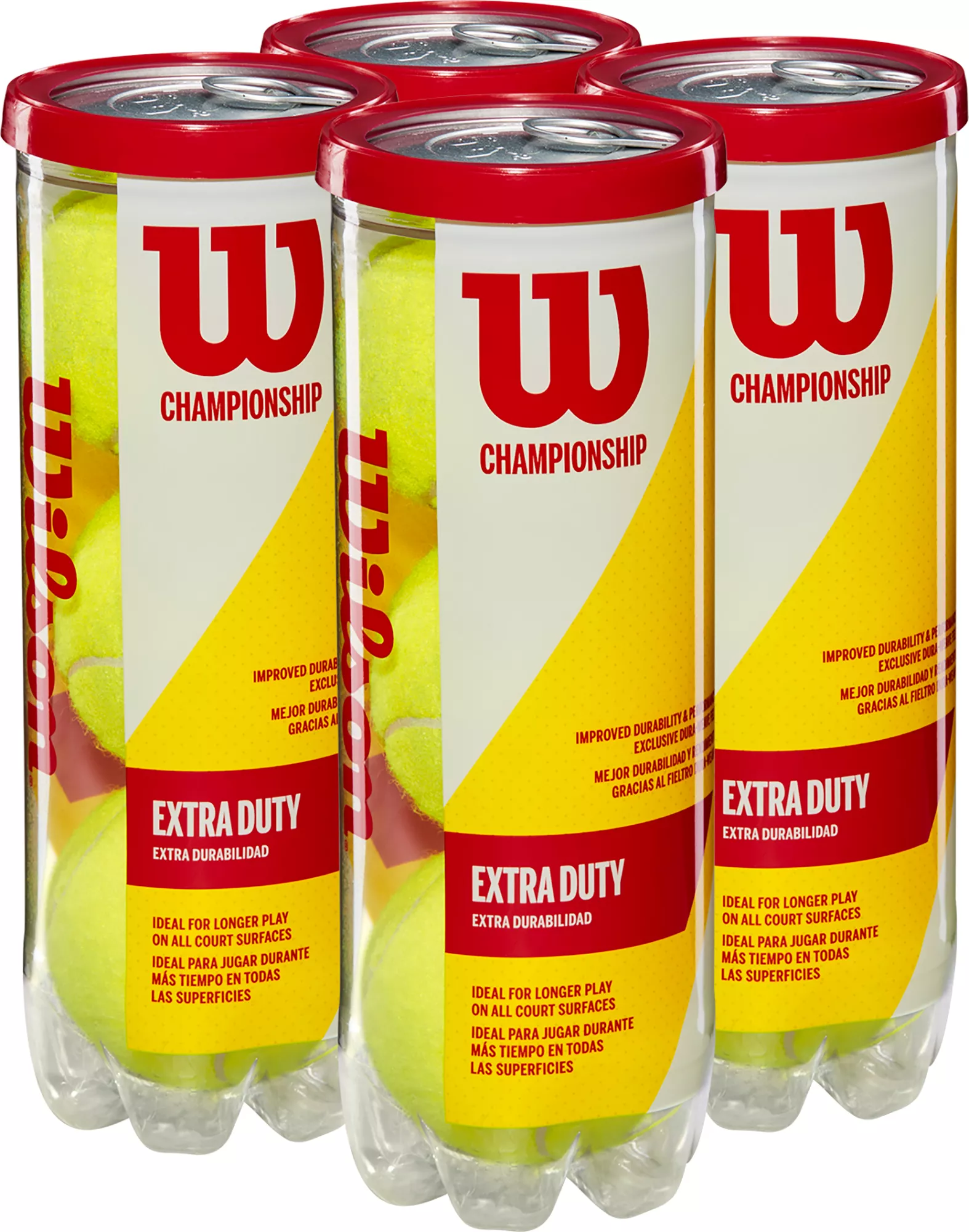 Wilson Championship Extra Duty Tennis Balls - 4 Pack 3 Wilson Championship Extra Duty Tennis Balls - 4 Pack