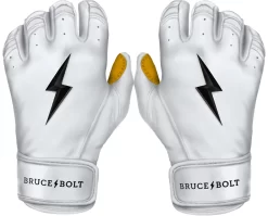 Bruce Bolt Youth Short Cuff Gold Palm Batting Gloves