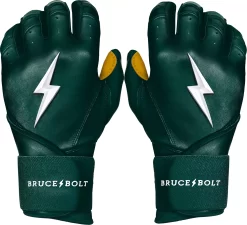 Bruce Bolt Adult Long Cuff Gold Palm Batting Gloves