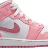 Jordan Kids' Grade School Air Jordan 1 Mid Basketball Shoes -Ball Games Comprehensive Shop 23JDNYJ1MDCRLBRYWKDS Coral White