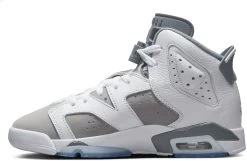 Air Jordan 6 Retro Kids' Grade School Basketball Shoes 12 Air Jordan 6 Retro Kids' Grade School Basketball Shoes -Ball Games Comprehensive Shop 384665 100 WhiteGrey INS