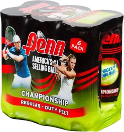 Penn Championship Regular Duty Tennis Balls 6-Pack -Ball Games Comprehensive Shop 521119 NOCOLOR BCK