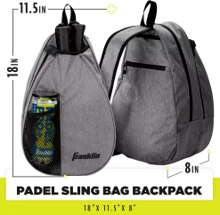 Franklin Padel Tennis Sling Bag 12 Franklin Padel Tennis Sling Bag -Ball Games Comprehensive Shop 52891 GreyBlack DET