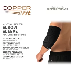 Copper Fit ICE Compression Elbow Sleeve -Ball Games Comprehensive Shop CFICEELBOW CFIELLXL Black DET alt2
