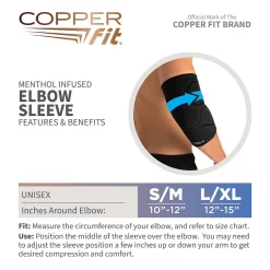 Copper Fit ICE Compression Elbow Sleeve -Ball Games Comprehensive Shop CFICEELBOW CFIELLXL Black DET alt3