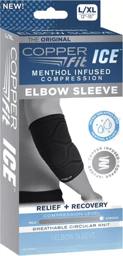 Copper Fit ICE Compression Elbow Sleeve -Ball Games Comprehensive Shop CFICEELBOW CFIELLXL Black DET alt4
