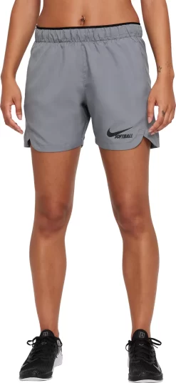 Nike Women's Dri-FIT Softball Shorts -Ball Games Comprehensive Shop CZ9738G CZ9738065 GreyBlackBlack MODSTLAD