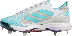 Adidas Women's Purehustle 2 Elite Dripped-Out Metal Fastpitch Softball Cleats -Ball Games Comprehensive Shop FZ0321 WhiteBlue INS