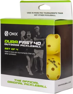 Onix Sports Dura Fast 40 Outdoor Pickleball - 4 Pack -Ball Games Comprehensive Shop KZDF004 Y4 Yellow PKG alt1