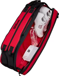 Wilson Clash V2 Super Tour 6 Pack Bag -Ball Games Comprehensive Shop WR8016501001 BlackRed DET alt4